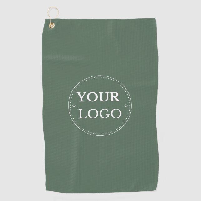 Serviette De Golf Logo Professionnel Personnalisé Marqué Vert Sage (Devant)
