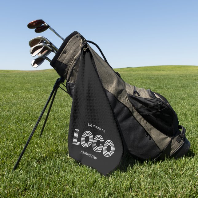 Serviette De Golf Logo Promo Rectangulaire Moderne Blanc et Noir (Vert)