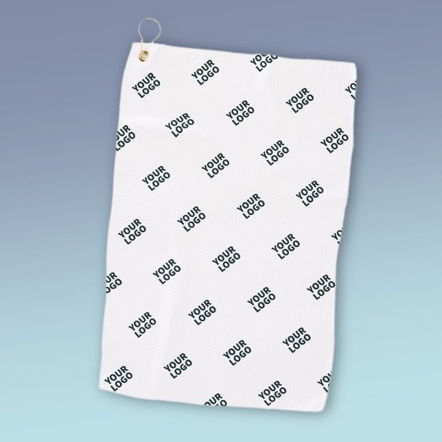 Serviette De Golf Logo simple à répéter | Blanc (Créateur téléchargé)