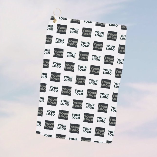 Serviette De Golf Logo simple à répétition 2 | Blanc (Créateur téléchargé)