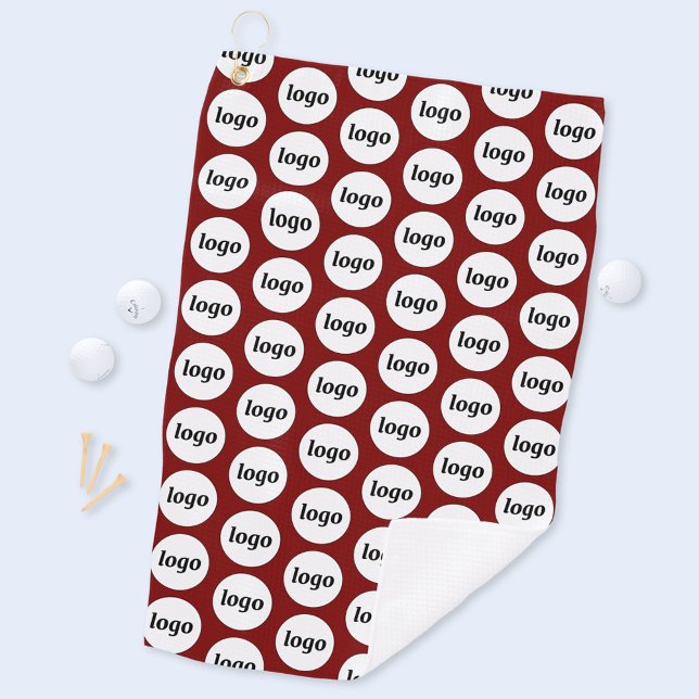 Serviette De Golf Logo simple Motif Business Promotion Bourgogne (Simple logo pattern business promotional golf towel in dark burgundy red)