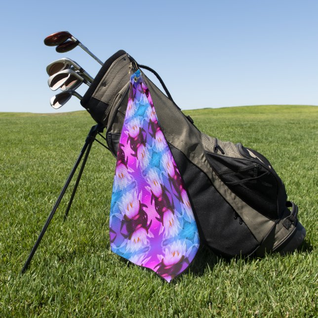 Serviette De Golf Lotus Water Lily Flower Abstrait Art Motif (Vert)