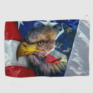 Serviette De Golf Loup d'aigle patriotique américain