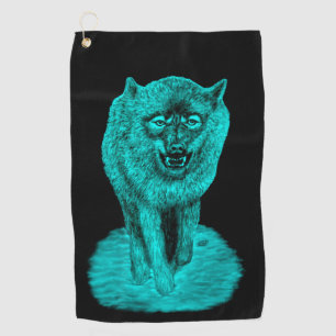 Serviette De Golf Loup noir en colère dans la nuit