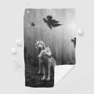 Serviette De Golf Loups merveilleux Noir et Blanc Leaf nous seul