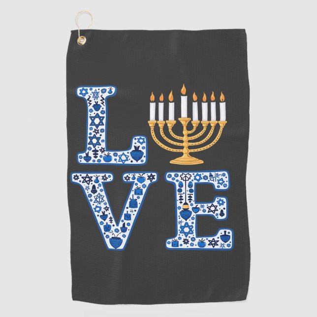 Serviette De Golf Love Hanoukka Jewish Holiday Menorah (Devant)