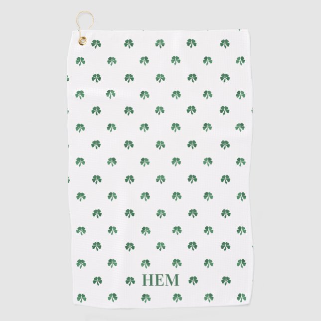 Serviette De Golf Lucky Shot Monogrammed Irlandais Clovers Golf Serv (Devant)