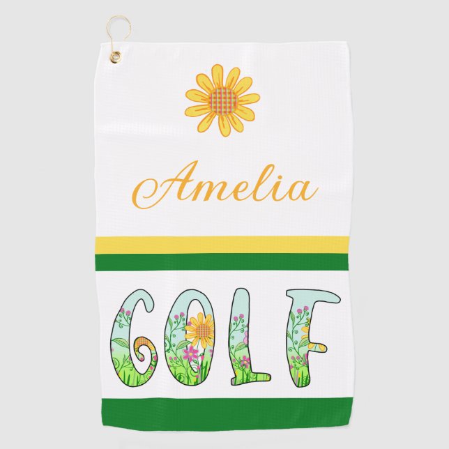 Serviette De Golf Lumineux Floral Monogram Golf Towne (Devant)