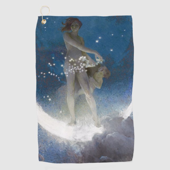 Serviette De Golf Luna Goddess at Night Scattering Stars (Devant)