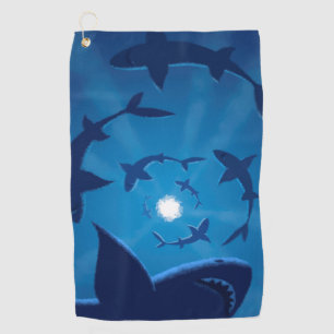 Serviette De Golf Lune blanche de requin bleu sous la mer
