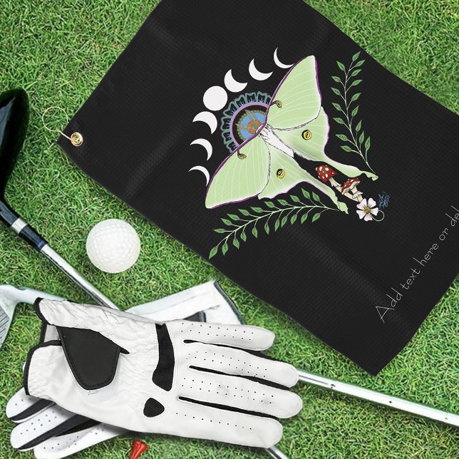 Serviette De Golf Lune Papillon Éthéré Vert Mystique Céleste (Créateur téléchargé)