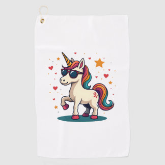 Serviette De Golf Lunettes de soleil arc-en-ciel Licorne Dabbing Vin