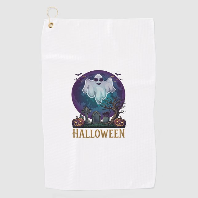 Serviette De Golf Lunettes de soleil fantôme Halloween Violet Lune C (Devant)