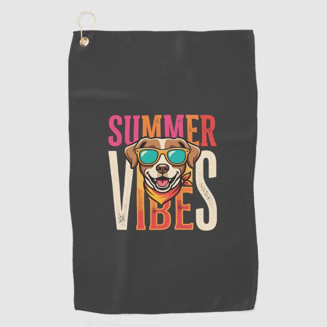 Serviette De Golf Lunettes de soleil pour chien Summer Vibes (Devant)