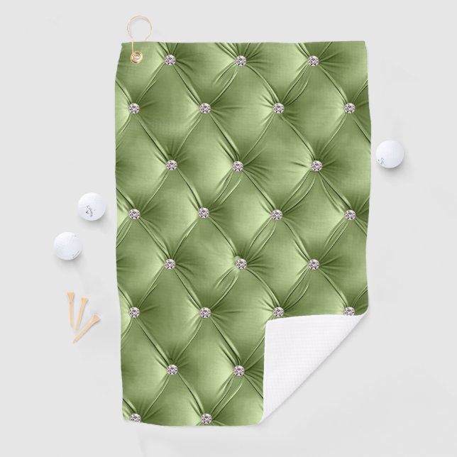 Serviette De Golf Luxe Glam Sage Green Faux Velvet (En situation)