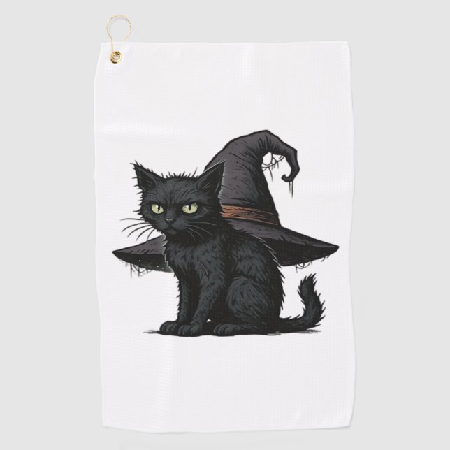 Serviette De Golf Magic Halloween Chat classique T-shirt (Devant)