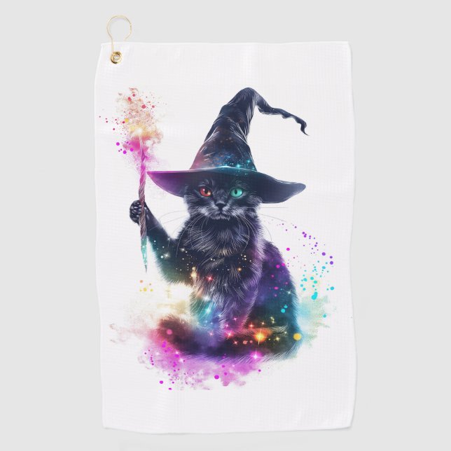 Serviette De Golf Magie de Chat Sorcier (Devant)