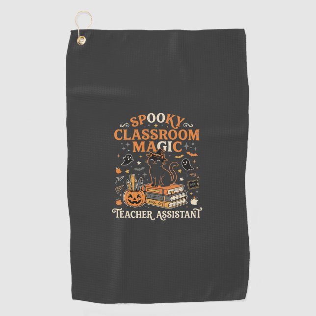 Serviette De Golf Magie de la salle de classe d'Halloween (Devant)