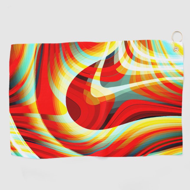 Serviette De Golf Magnifier les traits rouges courbés qui se chevauc (Horizontal)