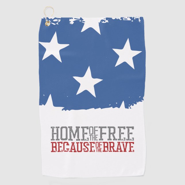 Serviette De Golf Maison des libres grâce aux braves drapeau américa (Devant)