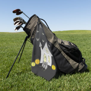 Serviette De Golf Maison d'Halloween, Chats noirs, Chats, Chauves-so