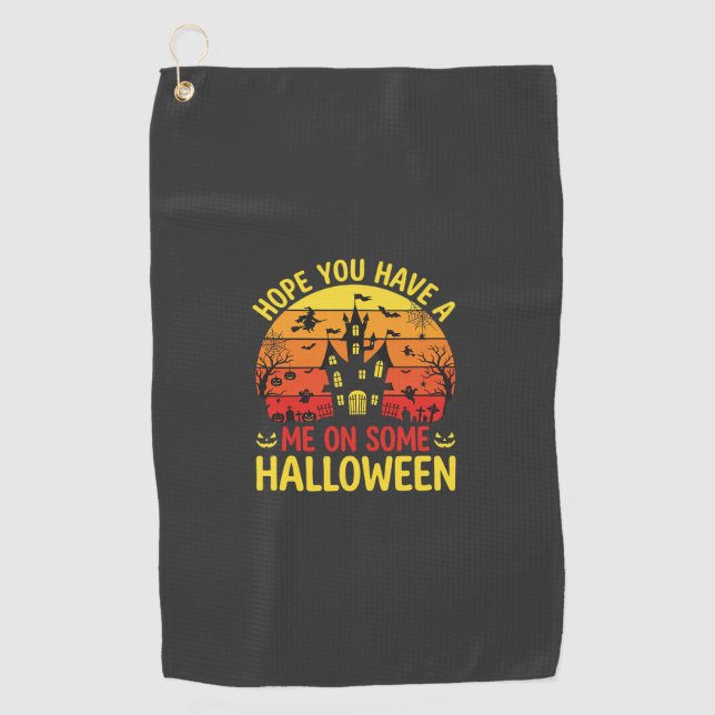 Serviette De Golf Maison hantée drôle d'Halloween sur un design (Devant)