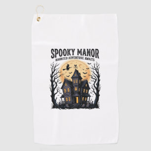 Serviette De Golf Maison Hantée Halloween Gravure Vintage Art de Nui