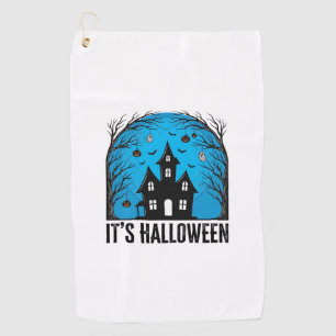Serviette De Golf Maison Hantée Halloween Lune Gravure Vintage Dés