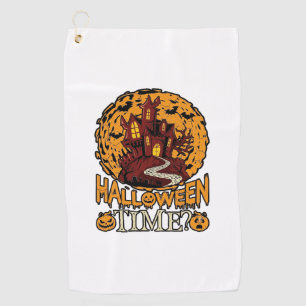 Serviette De Golf Maison Hantée Halloween Pleine Lune Citrouilles