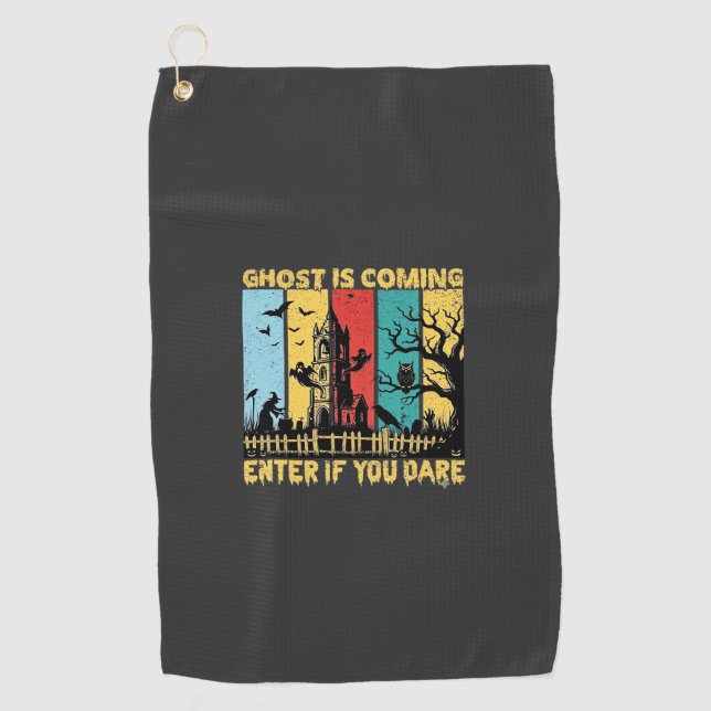 Serviette De Golf Maison Hantée Halloween Sorcière Chouette Arrivée  (Devant)