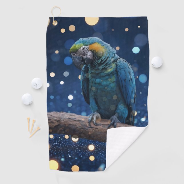Serviette De Golf Majesté Bleue : La Macaw Bleue Sur Dreamy Blue Bok (En situation)