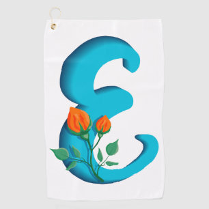 Serviette De Golf Majuscule E monogramme floral