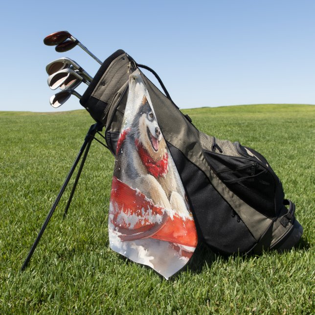 Serviette De Golf Malamute d'Alaska dans la boue Laisser il neige No (Vert)