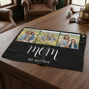 Serviette De Golf Maman a établi un script moderne et audacieux noir