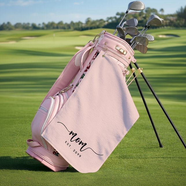 Serviette De Golf Maman Année de Fondation Écriture Cadeau Rose Pâle (Créateur téléchargé)