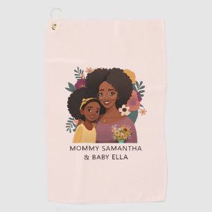 Serviette De Golf Maman et fille noire personnalisée (14)