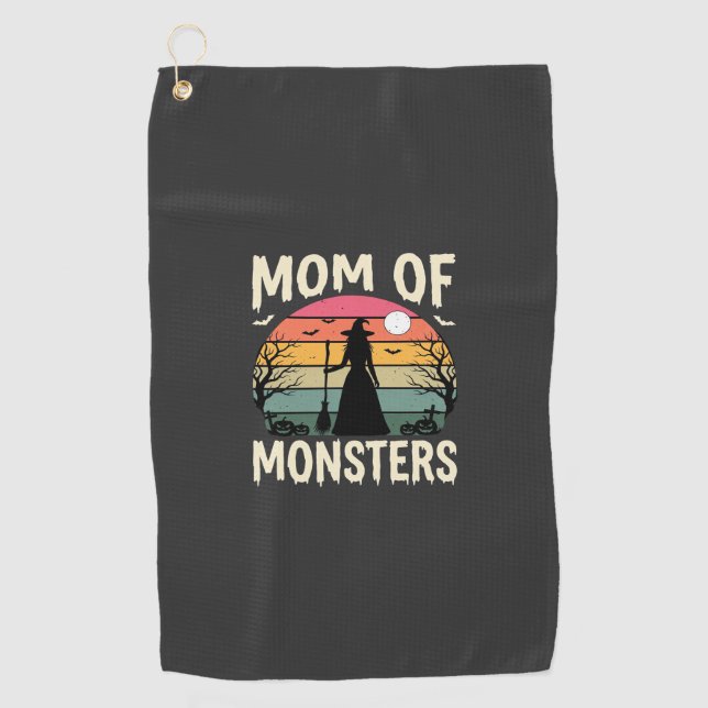 Serviette De Golf Maman Halloween de monstres Sorcière Coucher de so (Devant)