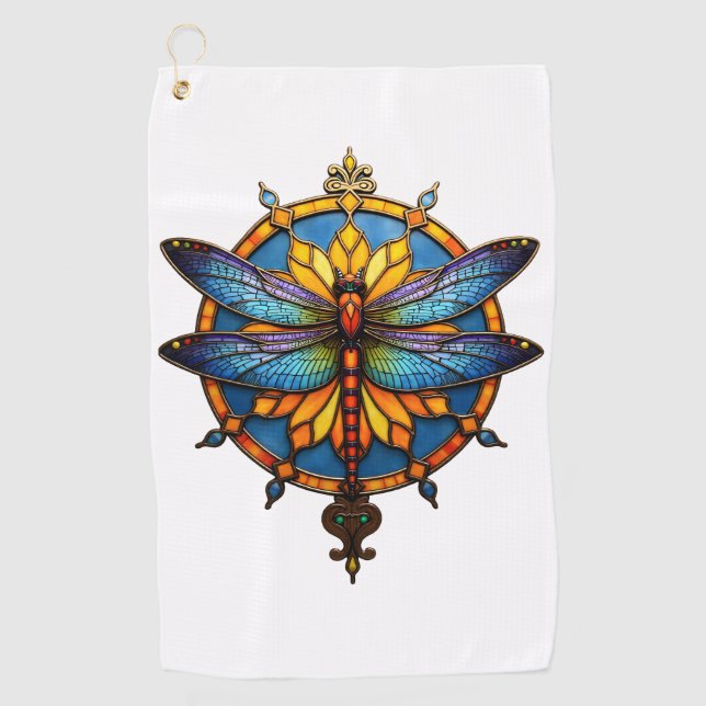 Serviette De Golf Mandala Libellule Lumineuse Géométrie Sacrée Spiri (Devant)
