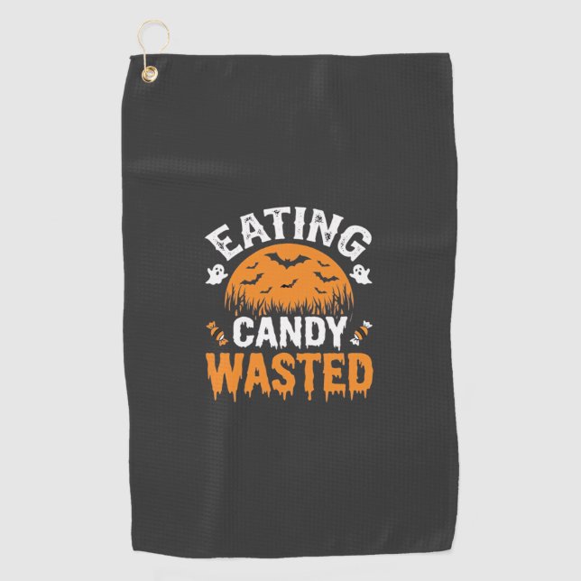 Serviette De Golf Manger des bonbons gâché Halloween Design_1 (Devant)