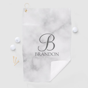 Serviette De Golf Marbre blanc de script personnalisé Monogramme et 