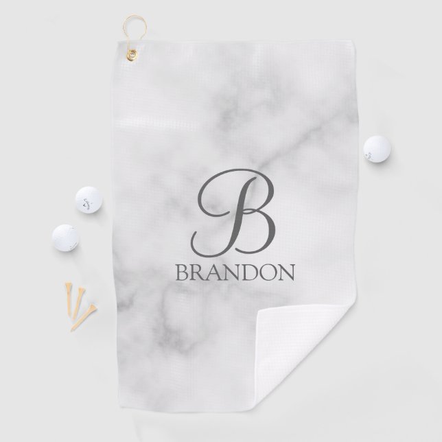 Serviette De Golf Marbre blanc de script personnalisé Monogramme et  (En situation)