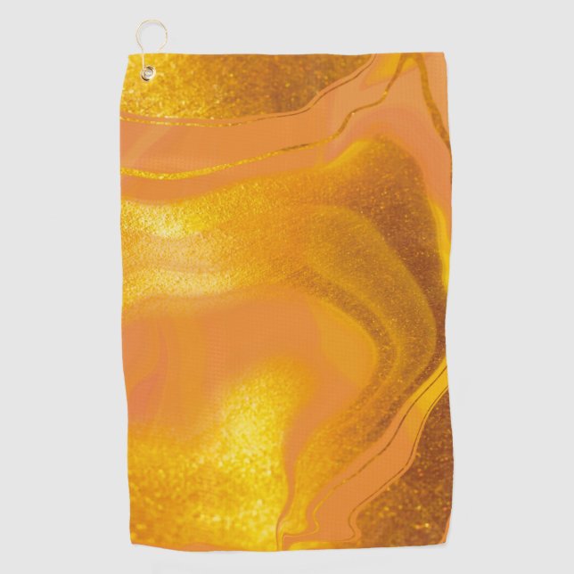 Serviette De Golf Marbre Coucher de Soleil Doré (Devant)