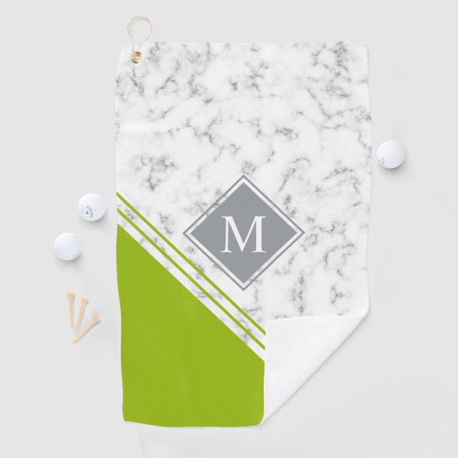 Serviette De Golf Marbre gris vert citron moderne et élégant  (En situation)
