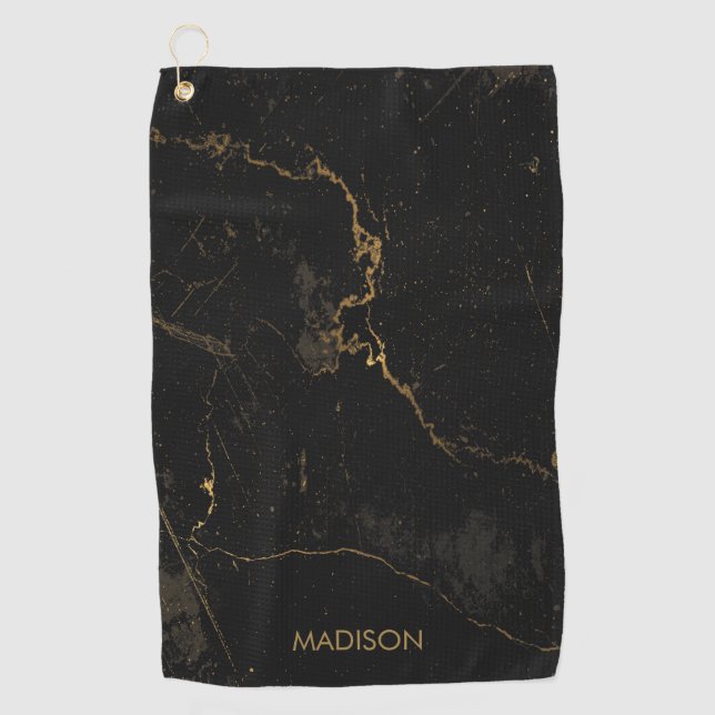 Serviette De Golf Marbre noir d'or (Devant)