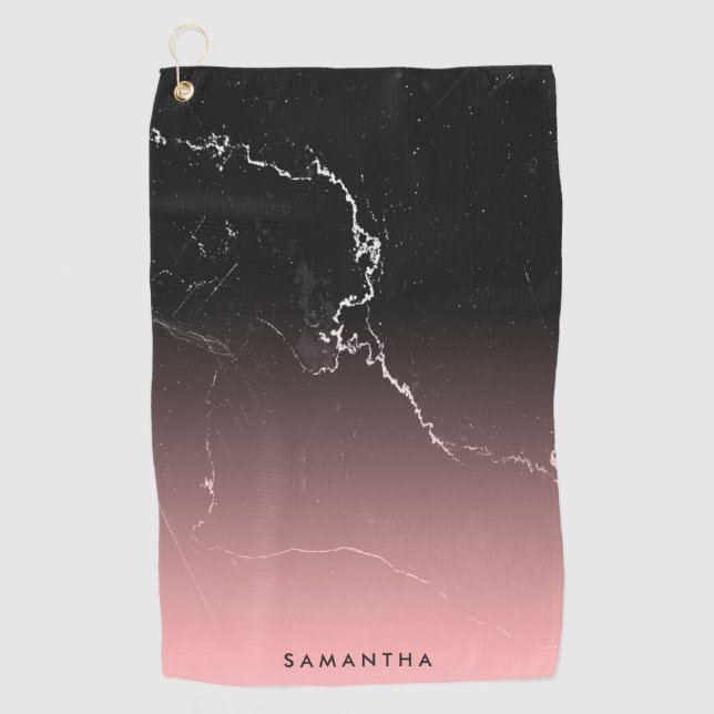 Serviette De Golf Marbre rose et noir (Devant)