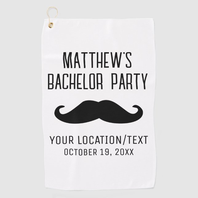 Serviette De Golf Mariage de la Mustache noire de la fête de bachelo (Devant)