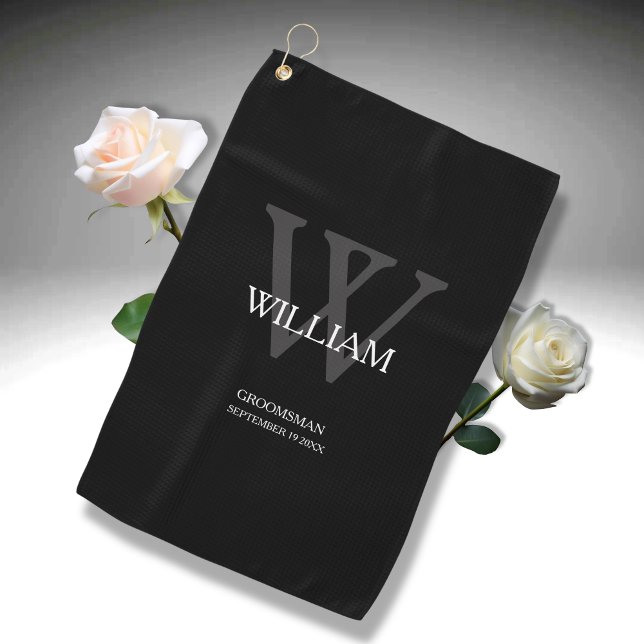 Serviette De Golf Mariage Groomsman Cadeau Élégant Monogramme Cool N (He will love it!)