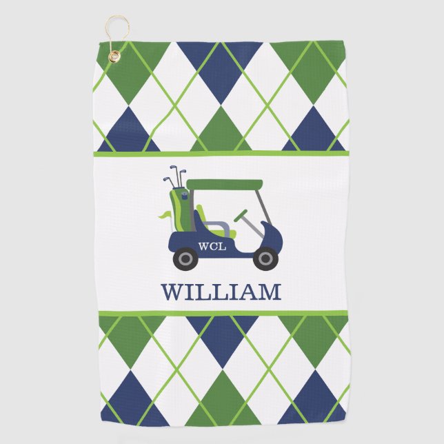 Serviette De Golf Marine & Green Golf Panier Monogram Golf Serviette (Devant)