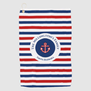 Serviette De Golf Marine marine Bleu Rouge Blanc rayures