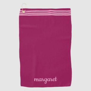 Serviette De Golf Maroon Dusky Personnalisé avec des rayures roses